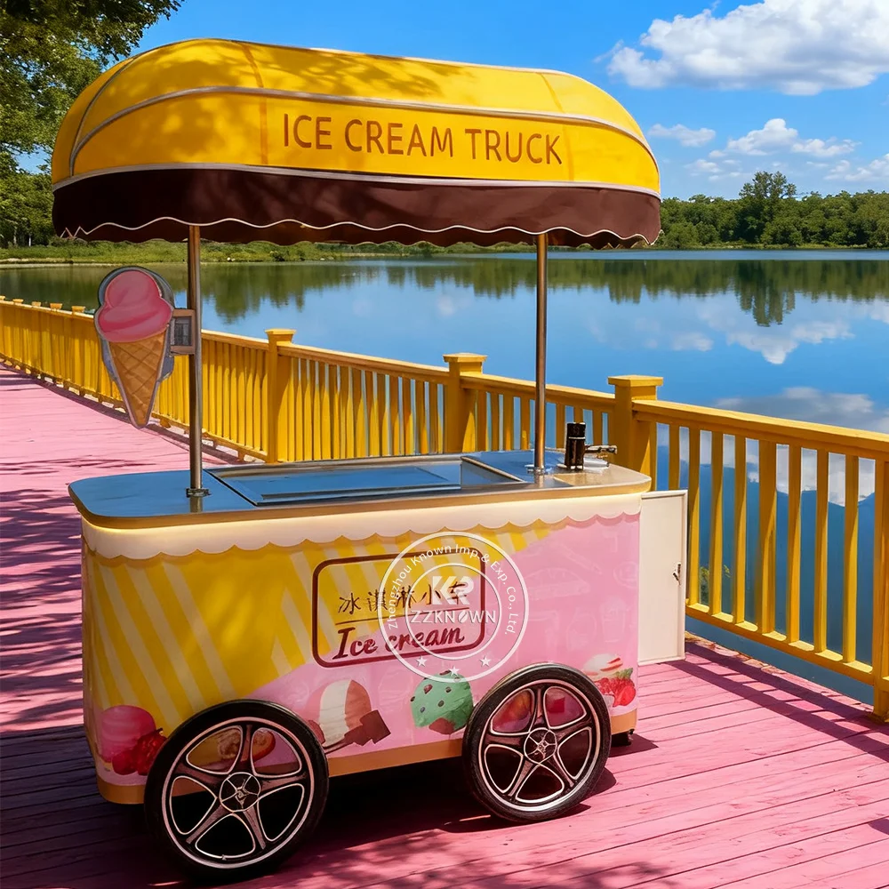 

High Quality Ice Cream Handcart with Refrigerator Street Selling Ice Cream Cart