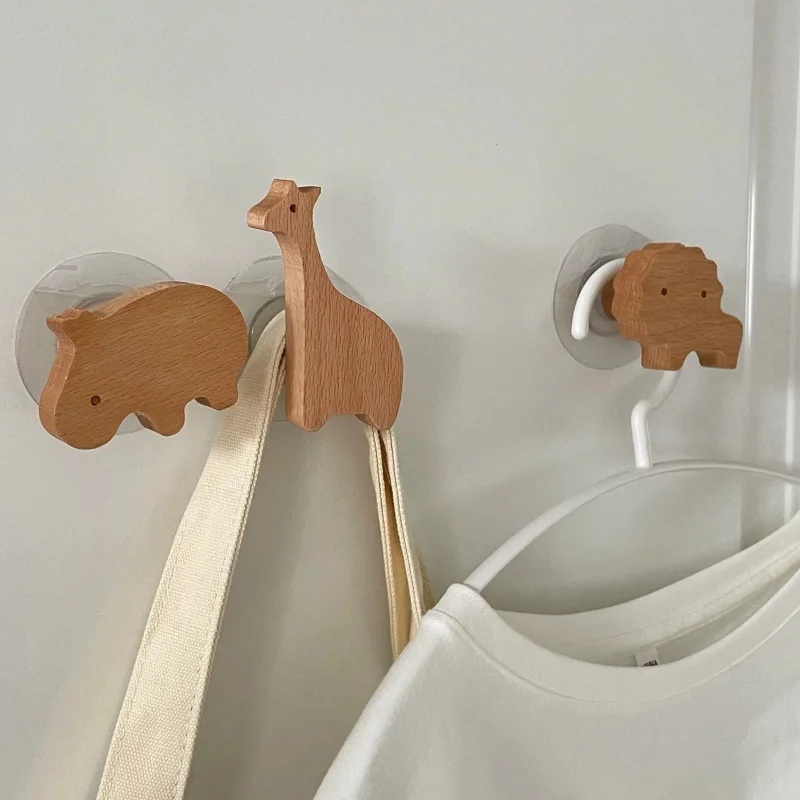 Hallway Clothes Hats Hook Hole-free Solid Wood Wall Into Living Room Clothes Hook Behind Dormitory Door Magic Weapon Adhesive