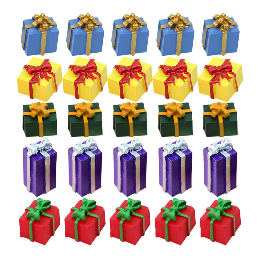 

Набор из 30 миниатюрных подарочных коробочек из смолы для рождественских украшений, праздничный декор для поделок, кукольных домиков, настольных и праздничных композиций