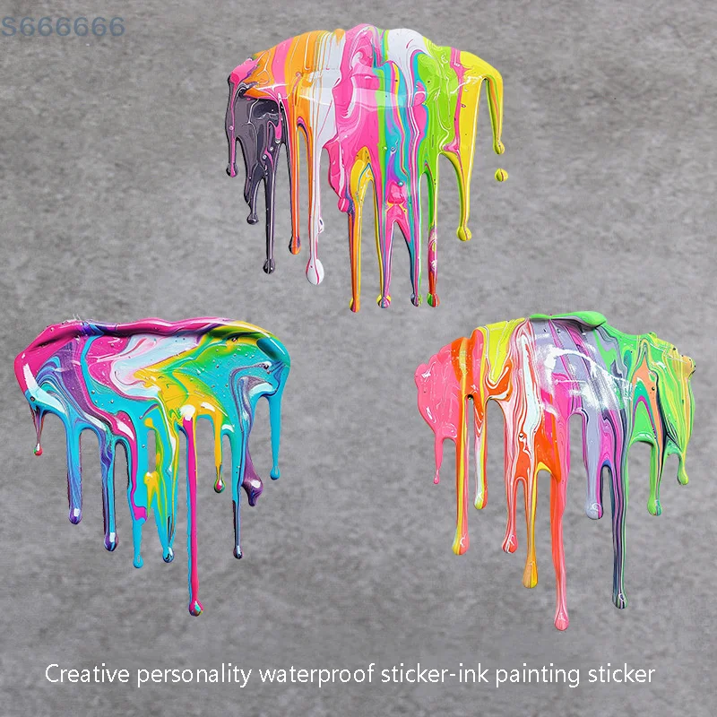 

Waterproof Motorbike Decals: Fluid Paint Rainbow Design for Tank & Side Fairings