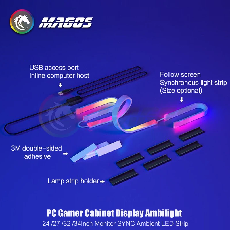 Skydimo Monitor Ambilight Lights PC E-Sport Gamer Ambient RGB Strip, komputer stacjonarny Wyświetlacz AURA LED 5V USB Sterowanie oprogramowaniem