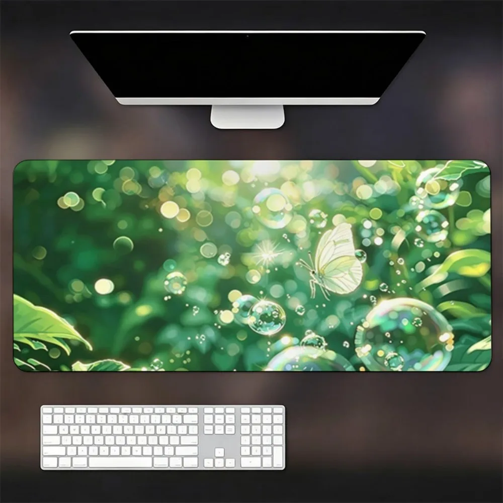 A natural scene printed mouse pad with an imaginative white butterfly design alfombrillas para escritorio mousepad gamer