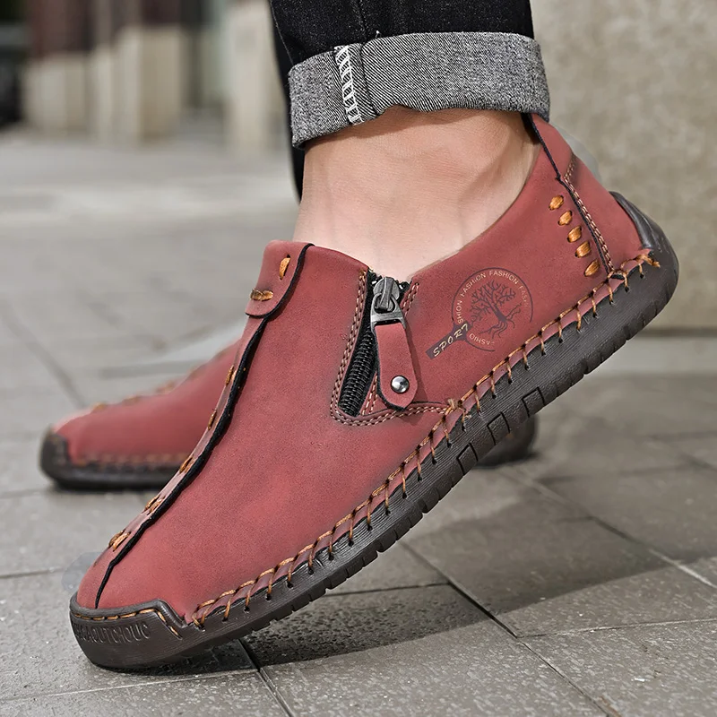 Comfortable Leather Men Shoes Casual Slip On Men Loafers Qlity Split Leather Shoes Men Flats Hot Sale Moccasins Shoes Plus Size