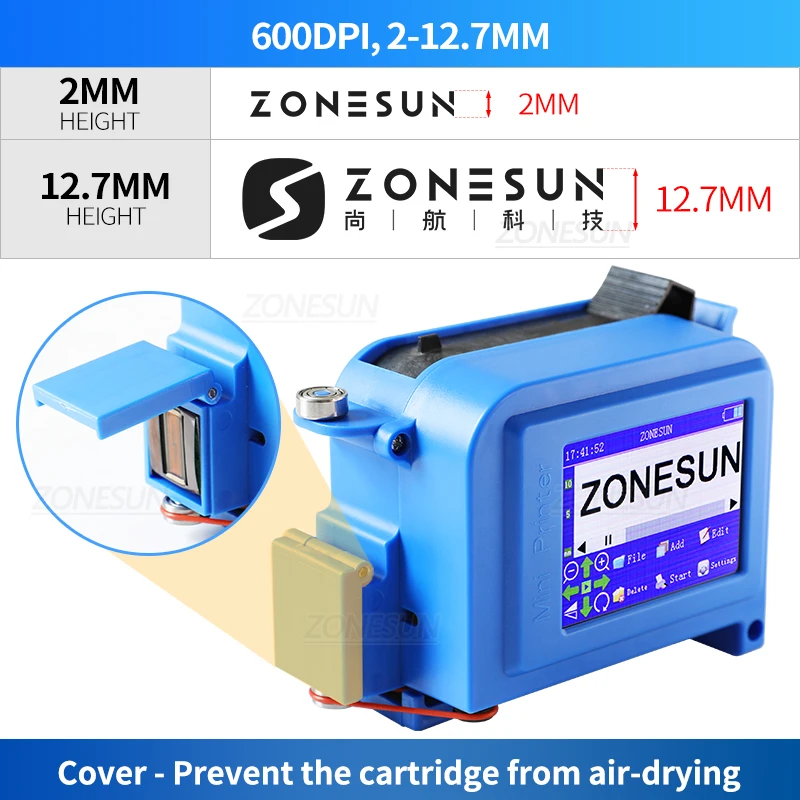 ZONESUN zs-dc1 ręczna drukarka atramentowa przenośna maszyna do kodowania daty 12.7mm kod QR kod kreskowy partia numer seryjny butelki opakowanie