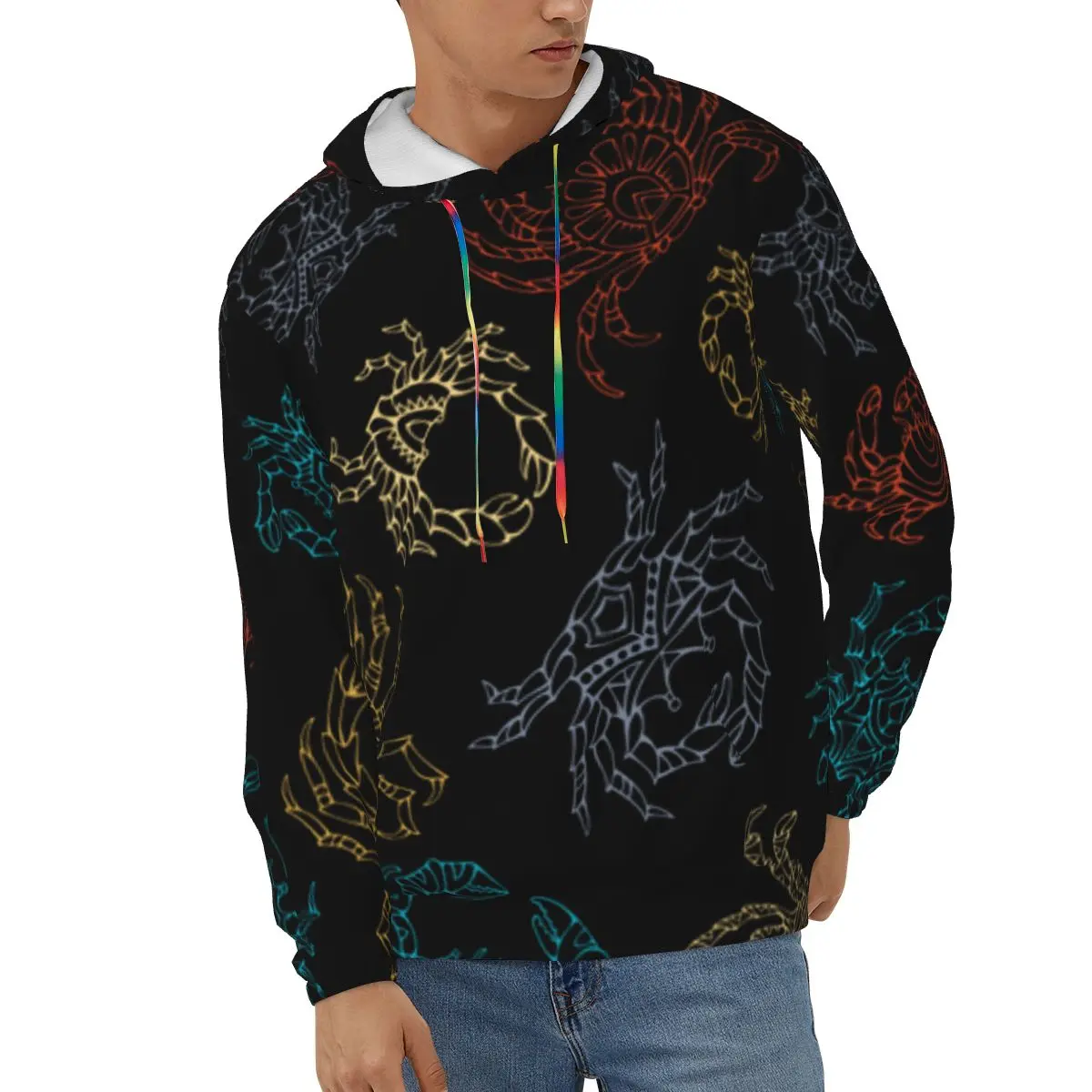 

Colourful Crabs Pattern Hoodies Men Sweatshirt Male Hoody Hip Autumn Winter Hoodie Mens Clothing