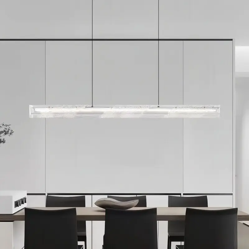 Italian minimalist resin restaurant pendant light, modern light luxury dining table, dining room long pendant light