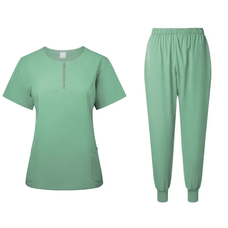 Medical Scrub Set Beauty Hospital Surgical Uniforms Women Scrub Tops Pants Nurses Accessories Dental Clinic Pet Workwear Clothes