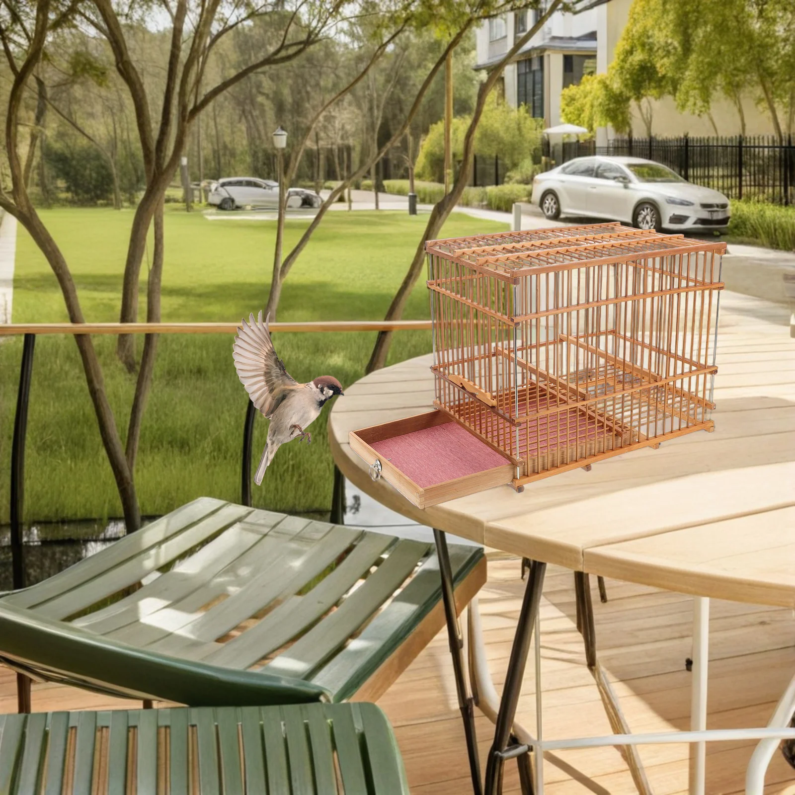 

Bamboo Bird Lightweight Portable Hollow Weaving Design For Small Parrot Indoor Outdoor Travel Use Hanging Birdcage Pet