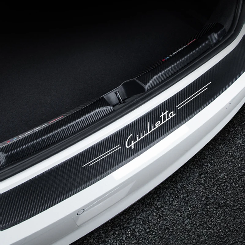 Carbon Fiber Car Door Sill Stickers for Alfa Romeo Giulietta Logo MITO 147 Stelvio Threshold Protector Trunk Bumper Guard Strips