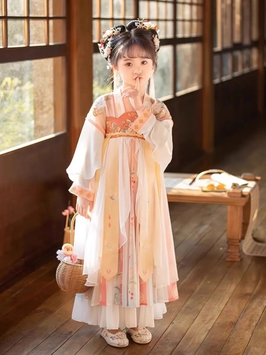 女の子のための古代の衣装,アンティークの衣装,ピンクのドレス,新しい,春と夏,2024