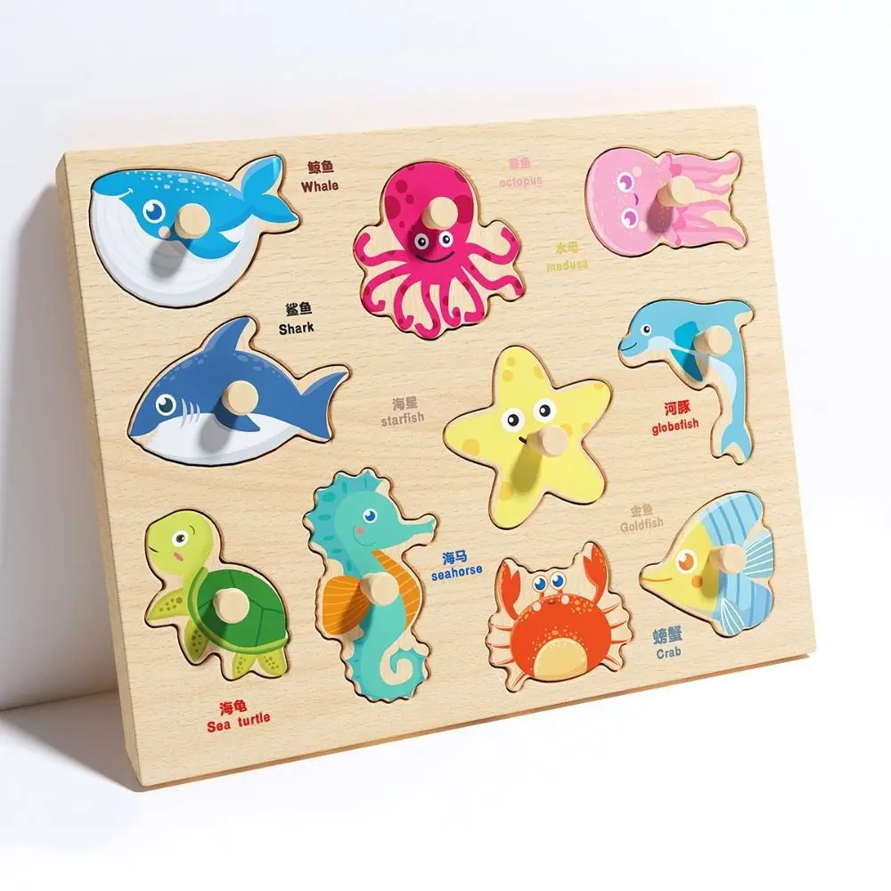 Planches à main Montessori, jouets de forme assortie, Puzzle créatif en bois, dessin animé, Tangram coloré, jeu de Puzzle pour enfants