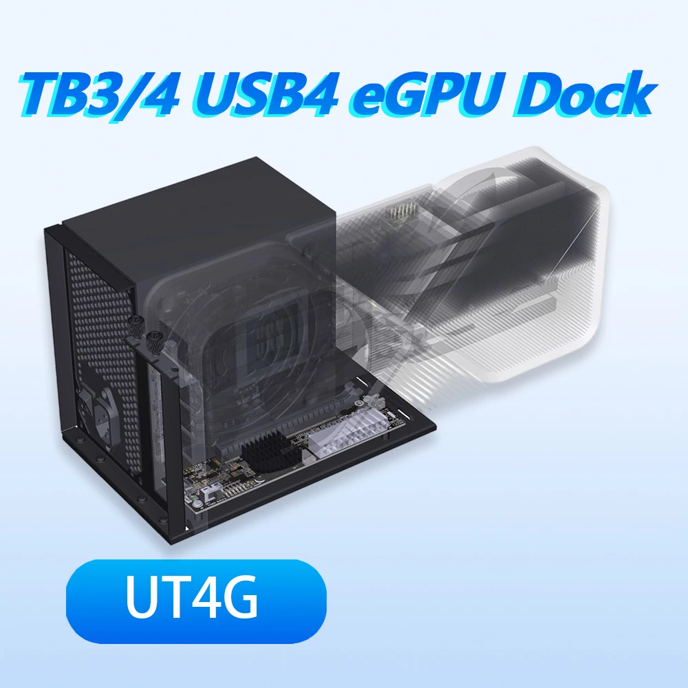 

ADT-LINK UT4G BK7 Laptop EGPU Docking Station with Stand, USB4 To PCIe 4.0 X4, Compatible with Thunderbolt 3/4 Supports RTX20