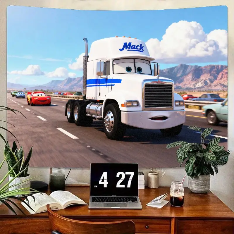 

1PC Disney Pixar Cars Mack Truck Wall Tapestry for Boys Kids Room Decor, Animated Movie Theme Polyester Wall Art Gift