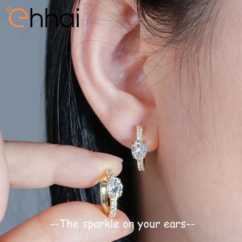 

Ehhai GRA Certified 7x5mm Oval Cut Moissanite Hoop Earrings for Women Real S925 Sterling Silver Earring Fine Jewelry Pendientes