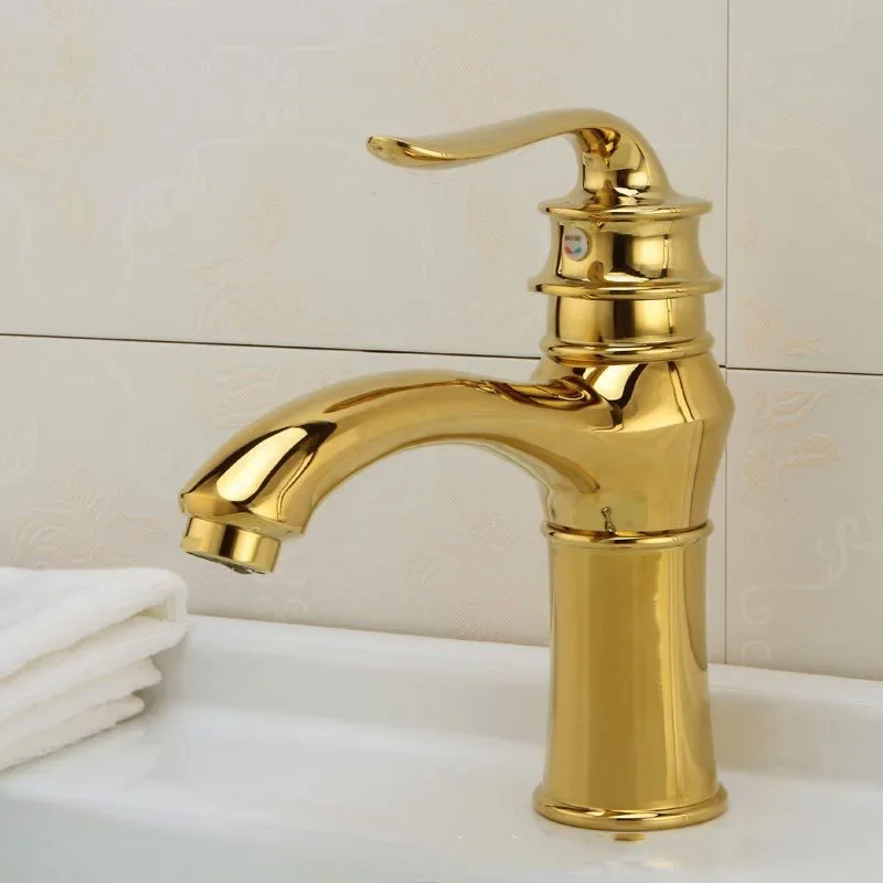 Antique Brass Bathroom Basin Faucets Vanity Vessel Sink Tap Cold Hot Water Mixer Tap Deck Mounted Washbasin Faucet Single Handle