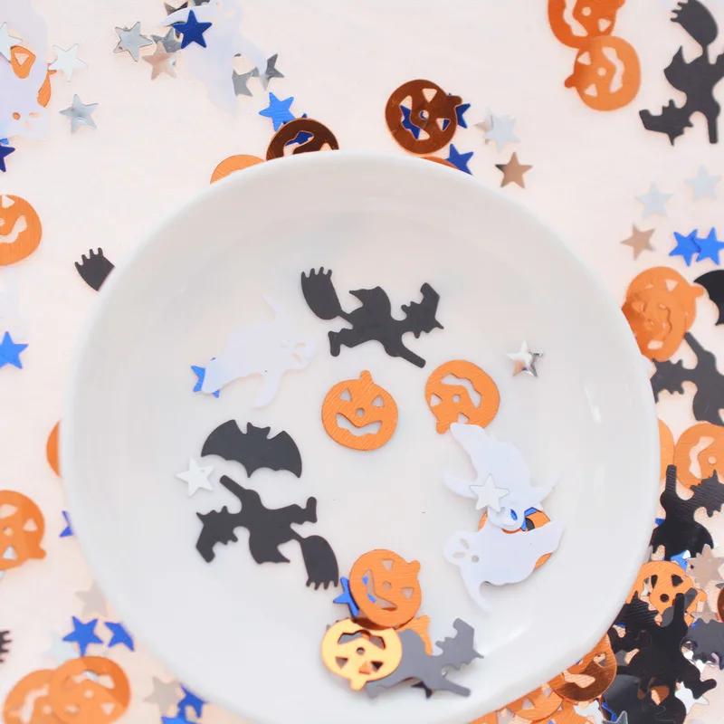 Hot Halloween Table Decoration Spooky Confetti Pumpkin Spider Web Witch Bat Throw Confetti Sprinkle Party Supplies