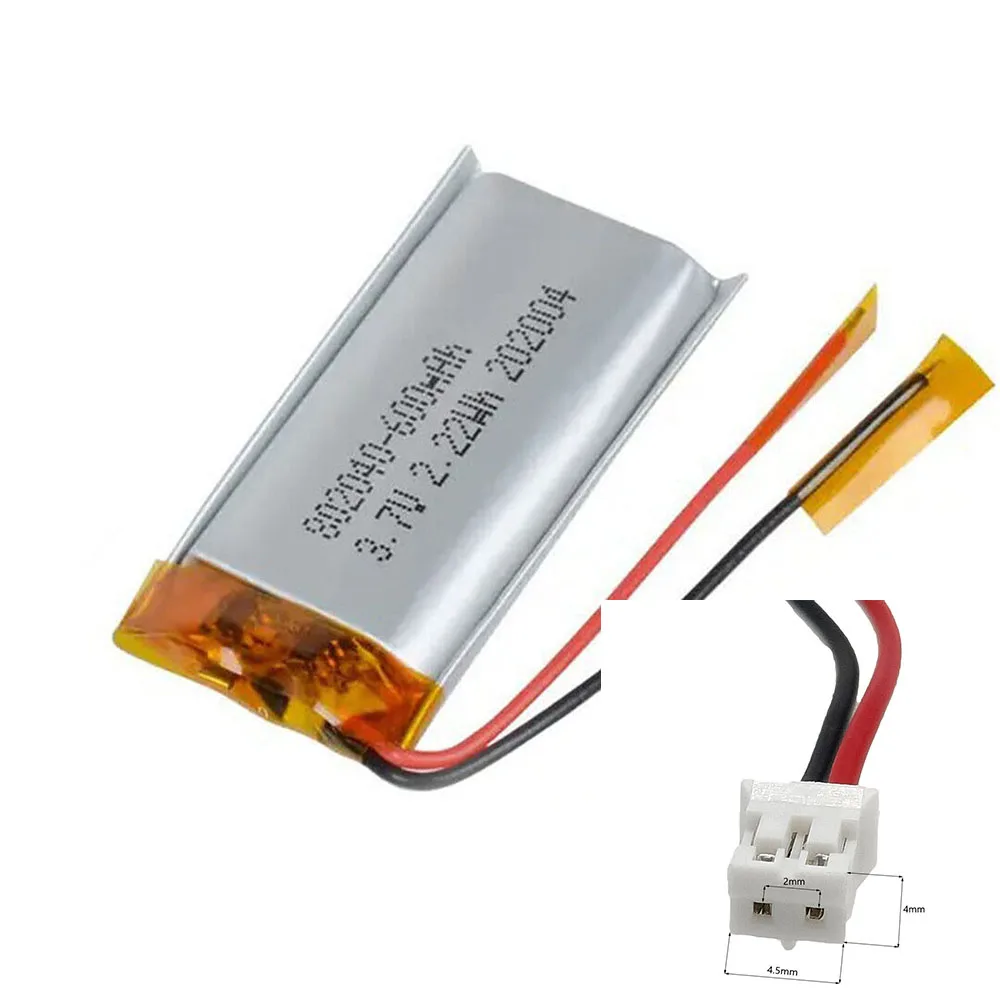 Rechargeable 3.7V 600mAh 802040 Lithium Polymer Ion Battery For ELECTRIC TOYS MP911 MP3 DVD SMART WATCH MOBILE POWER