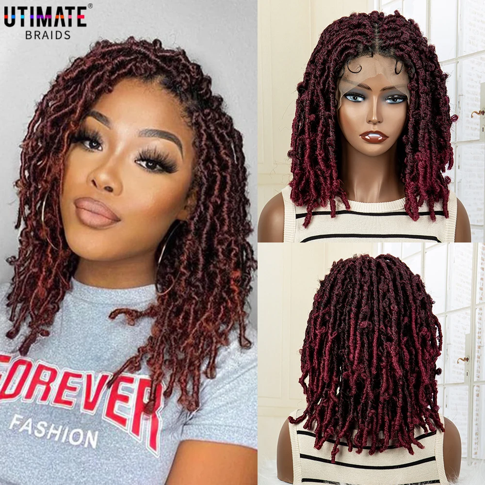 

Synthetic Dreadlocks Knotless Braided Wigs Lace Frontal Wig for Black Women Short Bob 16 Inches Locs Crochets Braiding Wigs