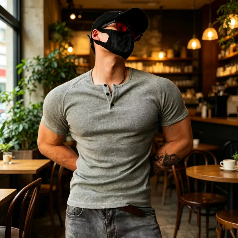2026 New Men's Casual Short Sleeve Muscle T-Shirt Gym Fitness Bodybuilding Joggers Streetwear Slim Fit Summer Top Tee