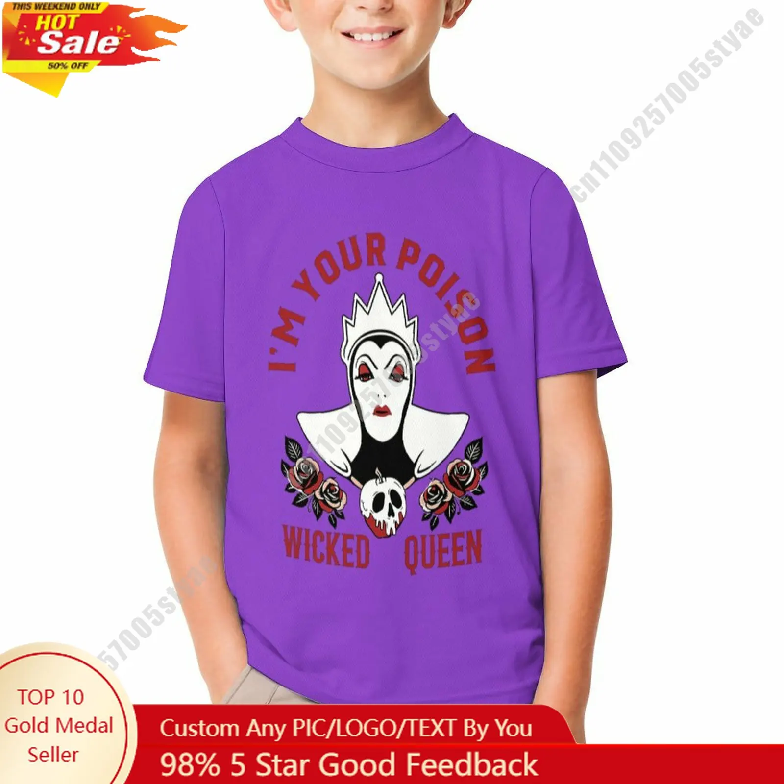 

The Evil Queen T Shirt Disney Boy Girl Custom Short Sleeve Top Breathable Soft Casual Cotton Print Summer Crew Neck Children Tee