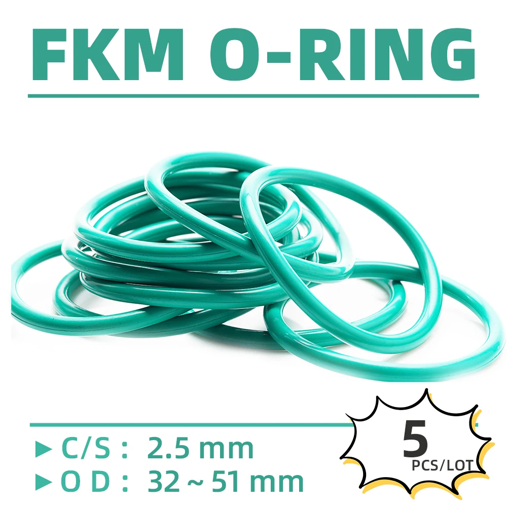 5PCS/Lot Rubber FKM CS 2.5 mm OD 32/33/34/35/36/37/38/39/40/41/42/43/44/45/46/47/48/49 mm O Ring Gasket Oil Resistant Waterproof