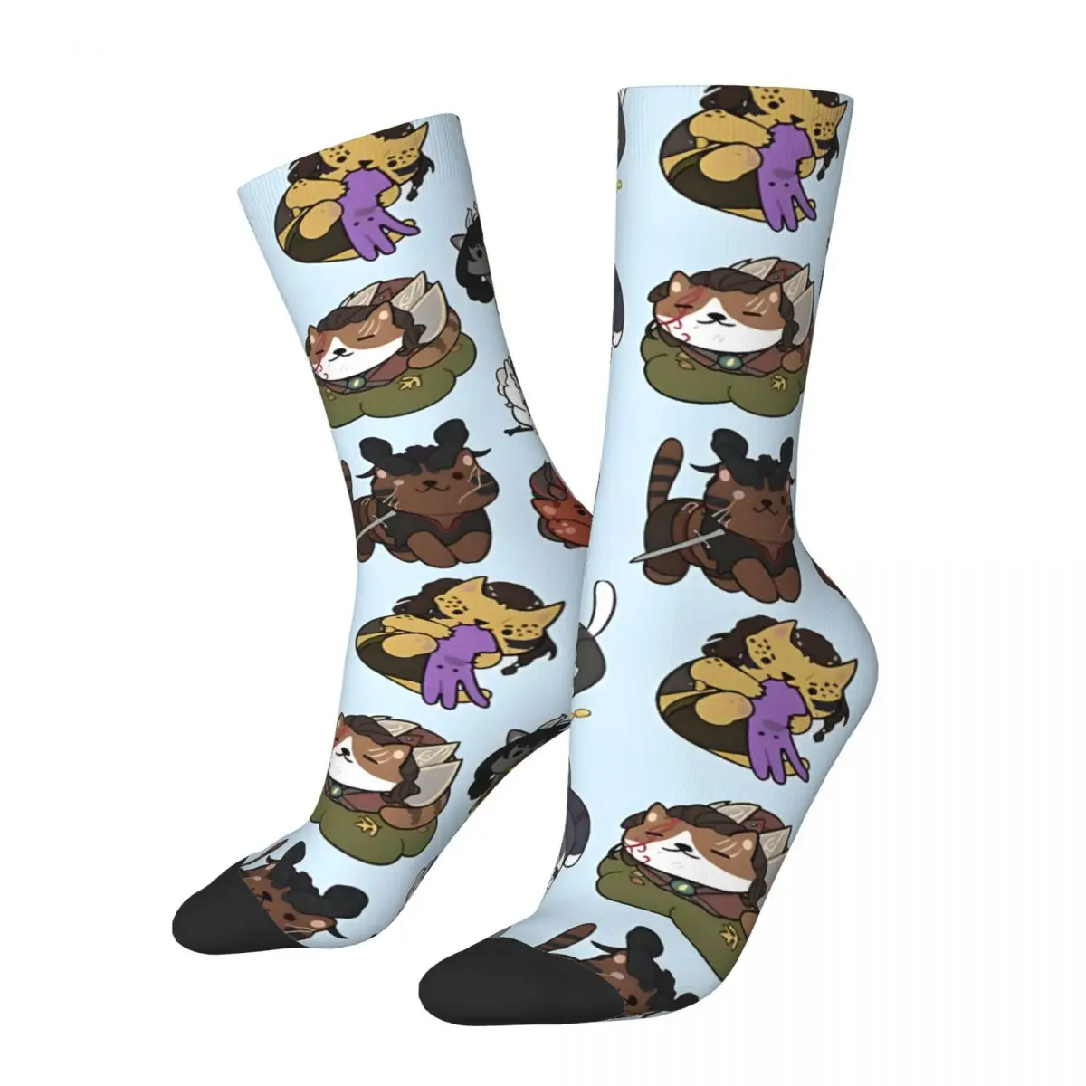 Happy Funny Cat Companions Bg3 Men's Socks Retro Harajuku Baldurs Gate 3 Hip Hop Novelty Pattern Crew Crazy Sock Gift Printed