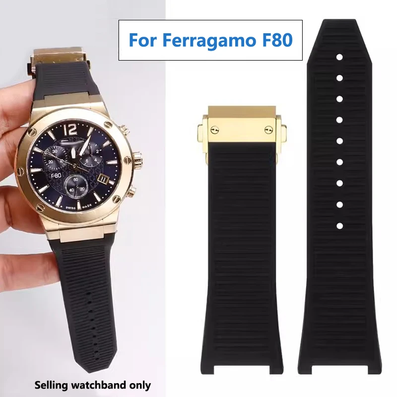 Concave Silicone Watch with Accessories For Ferragamo Sports Series F80 Men's Watch Strap 26mm F-80 Waterproof Rubber Watchbands