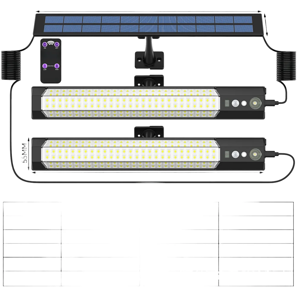 Outdoor Security Black Solar Wall Light Eco Friendly Outdoor Lighting Solar Lamp LED Outdoor Lamp ABS Material