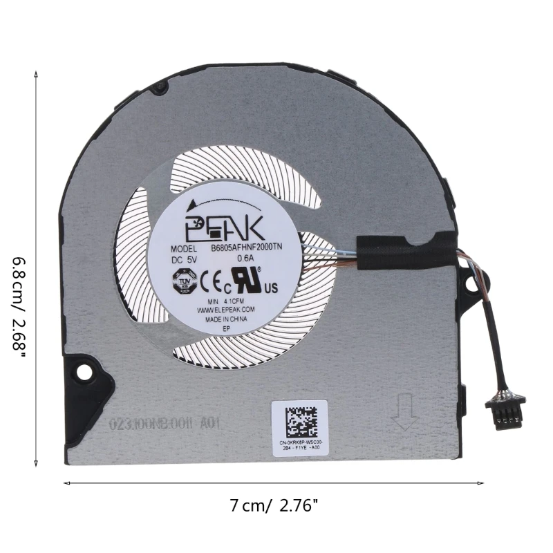 مروحة تبريد للكمبيوتر المحمول DC5V 4-pin 4-wire بالوعة الحرارة بالوعة الحرارة منخفضة الضوضاء ل Inspiron 5410 5415 5510 5515 7415 0KRK6P