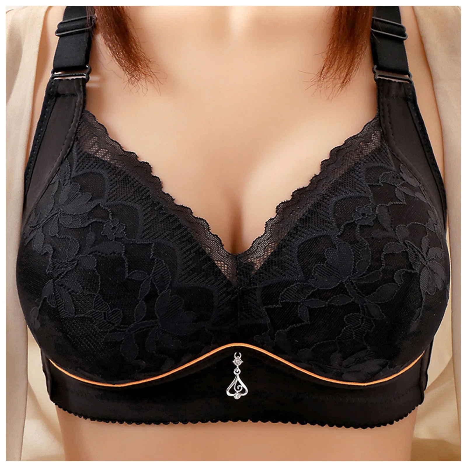 

Large Size No Steel Ring Comfortable for Women Brassiere Sexy Thin Mold Cup Soft Lace Bras Wire Free Plus Size Lingeries