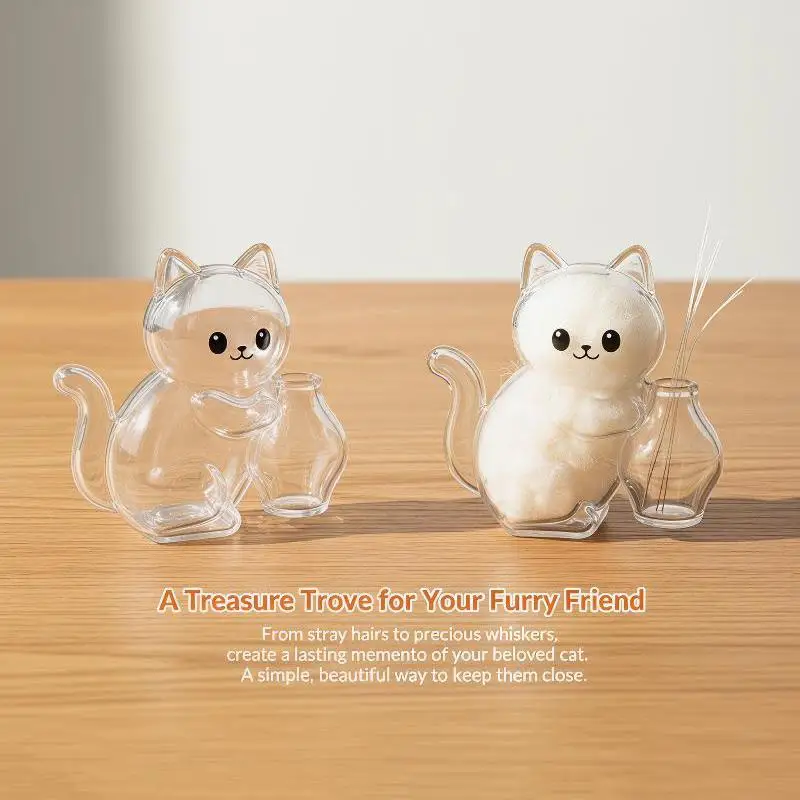-Transparent Cat Hair Storage Refrigerator Magnets Pet Fur Keepsake Capsule DIY Souvenirs Cat Whiskers Collector Fridge Magnet