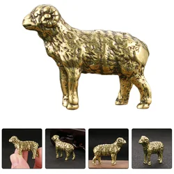 Retro Brass Sheep Figurine Exquisite Sheep Shaped Brass Statue Desktop Decoration Creative and Durable Sheep Adornment