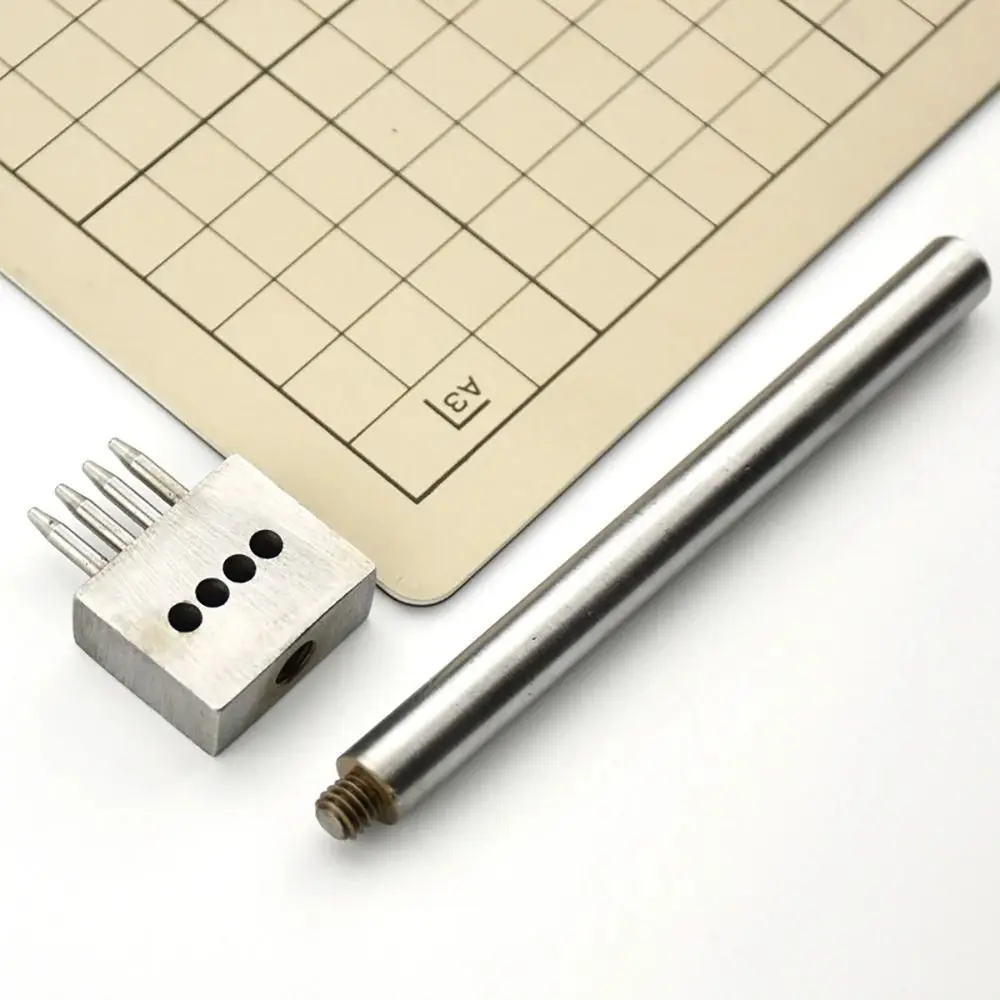 1Pcs New 2/4/6Teeth Leather Punching Tool 4/5/6/8mm Manual Hole Punch Tool Hole Spacing Drilling Handmade Round Punch Die Set