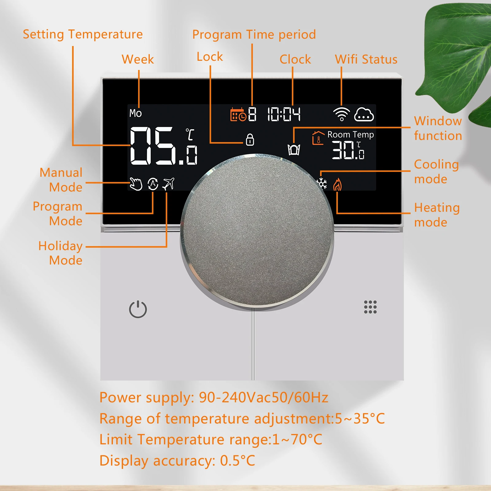 Termostato wi-fi para aquecimento de piso elétrico, caldeira de água inteligente programável 16a controlador de temperatura ambiente para alexa google home