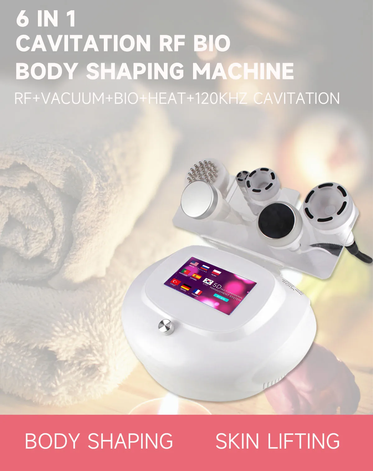 120K Cavitation Machine Vacuum Body Sculpting Facial Lifting Cellulite Vibrating Massage with Heating Beauty Device