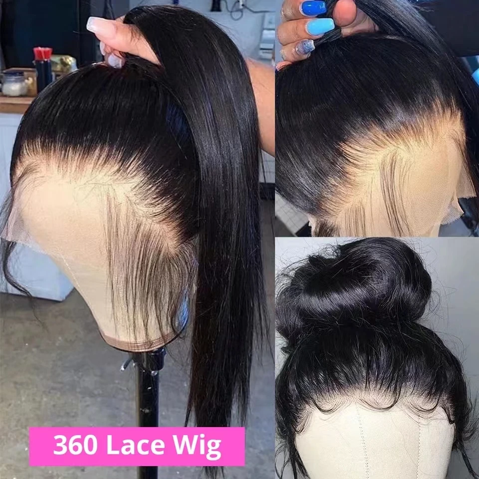 Peluca de cabello humano liso de 13x4 y 13x6 para mujer, postizo de encaje Frontal transparente HD, pelo brasileño 360 con cierre predespuntado 4x4 y 5x5