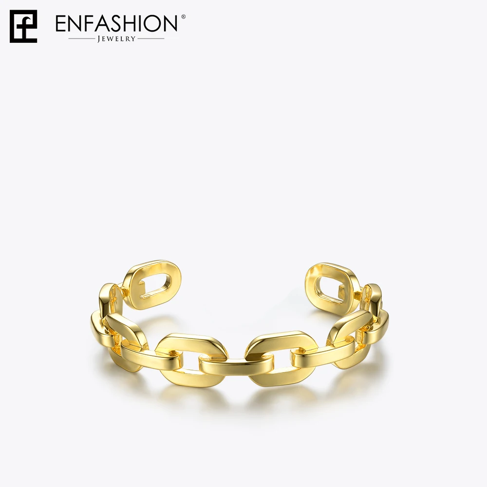 Enfashion Pure Form Medium Link Chain Cuff Bracelets & Bangles For Women Gold Color Fashion Jewelry Jewellery Pulseiras BF182033