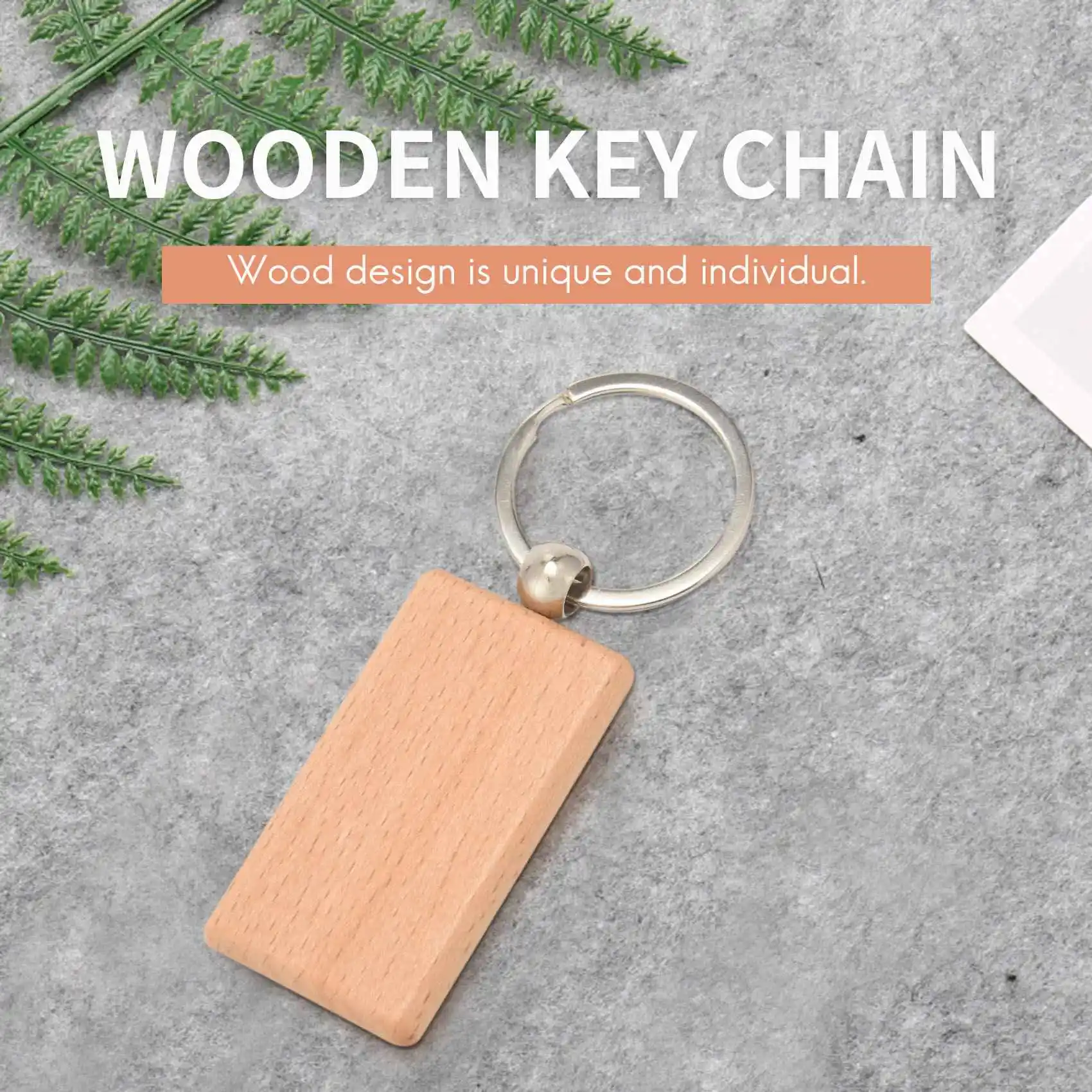 30Pcs Blank Rectangle Wooden Key Chain Diy Wood Keychains Key Tags Can Diy Gifts