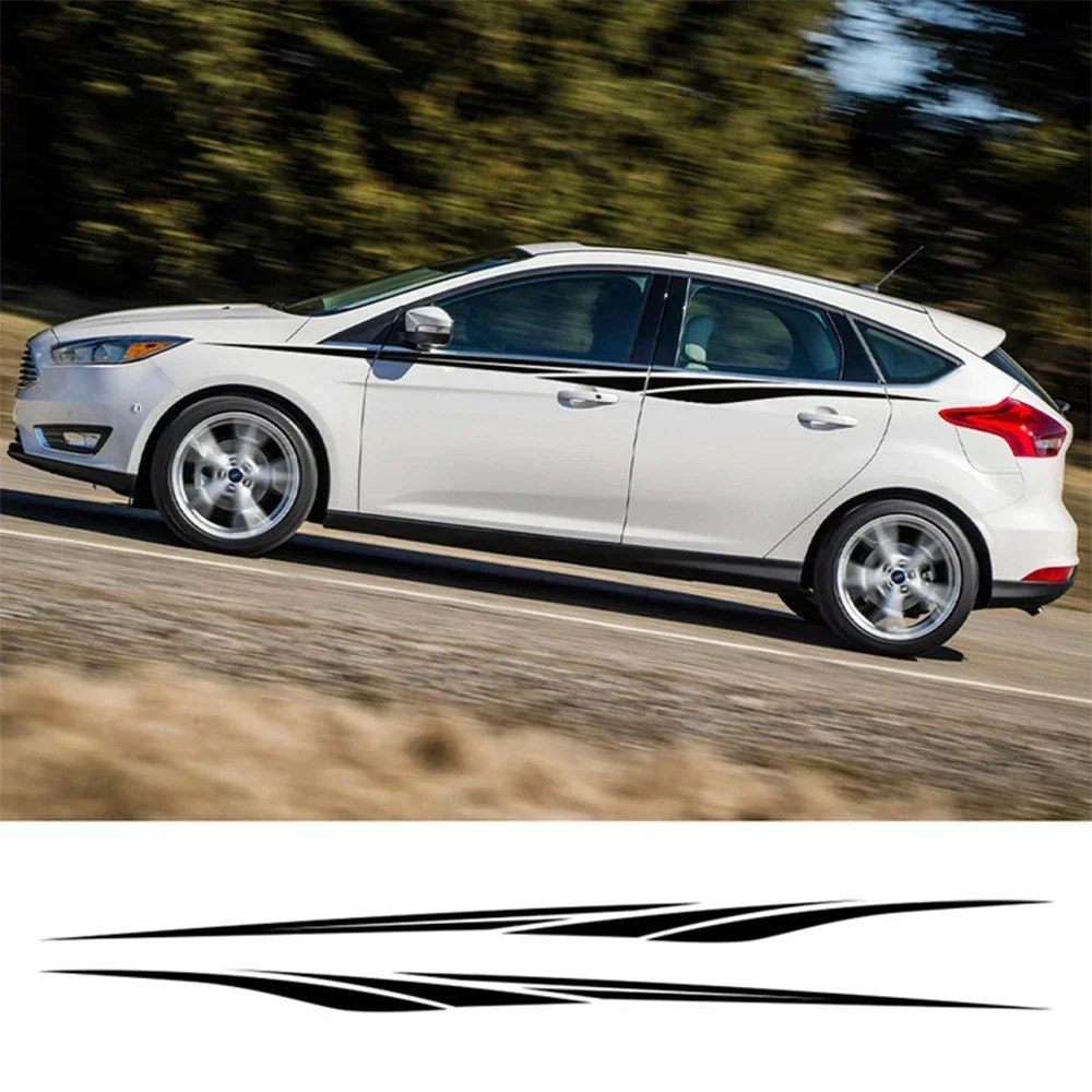 2PCS Car Both Side Door Waist Line Stickers For Ford Focus 2 3 ST RS MK2 MK3 MK4 Vinyl Film Racing DIY Decals Tuning Accessories