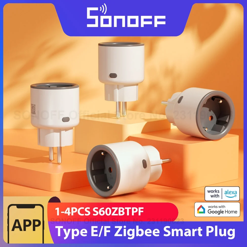 SONOFF S60ZBTPF EU 16A iPlug Zigbee Smart Plug Smart Home Steckdose mit Energieüberwachung, kompatibel mit Alexa und Google Home