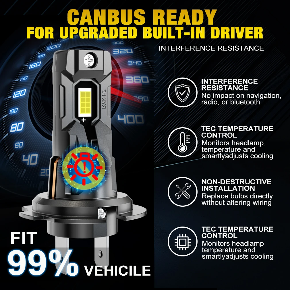 XSTORM H7 LED المصابيح الأمامية 120 واط 30000LM H7 مصباح ليد السيارات العلوي الضباب 6000 كيلو 7035 CSP كشافات مع توربو مروحة رئيس ضوء #3