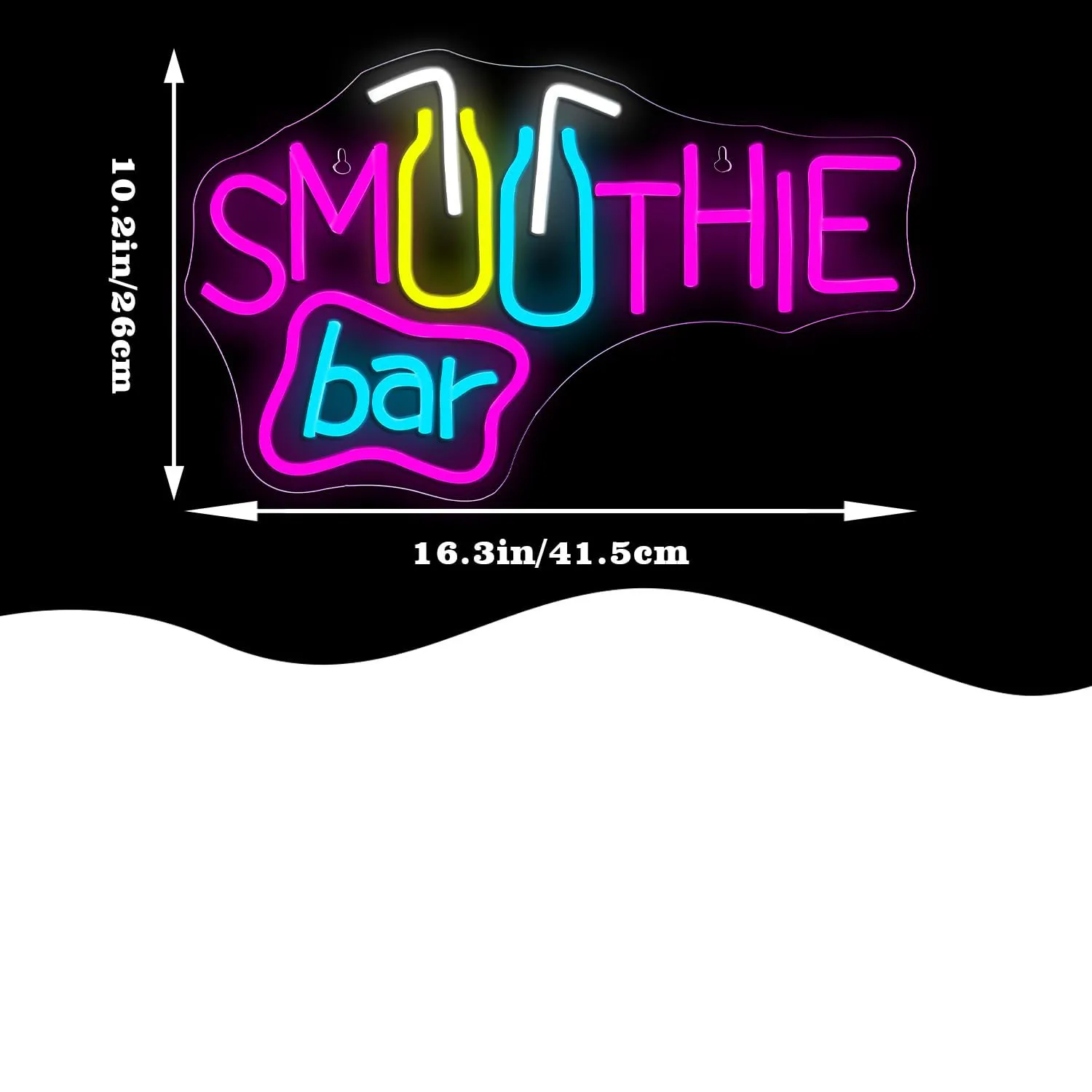 Smoothie Bar Sinal De Neon, Barra de luz LED regulável, USB Light Up, Loja de bebidas, Decoração da parede