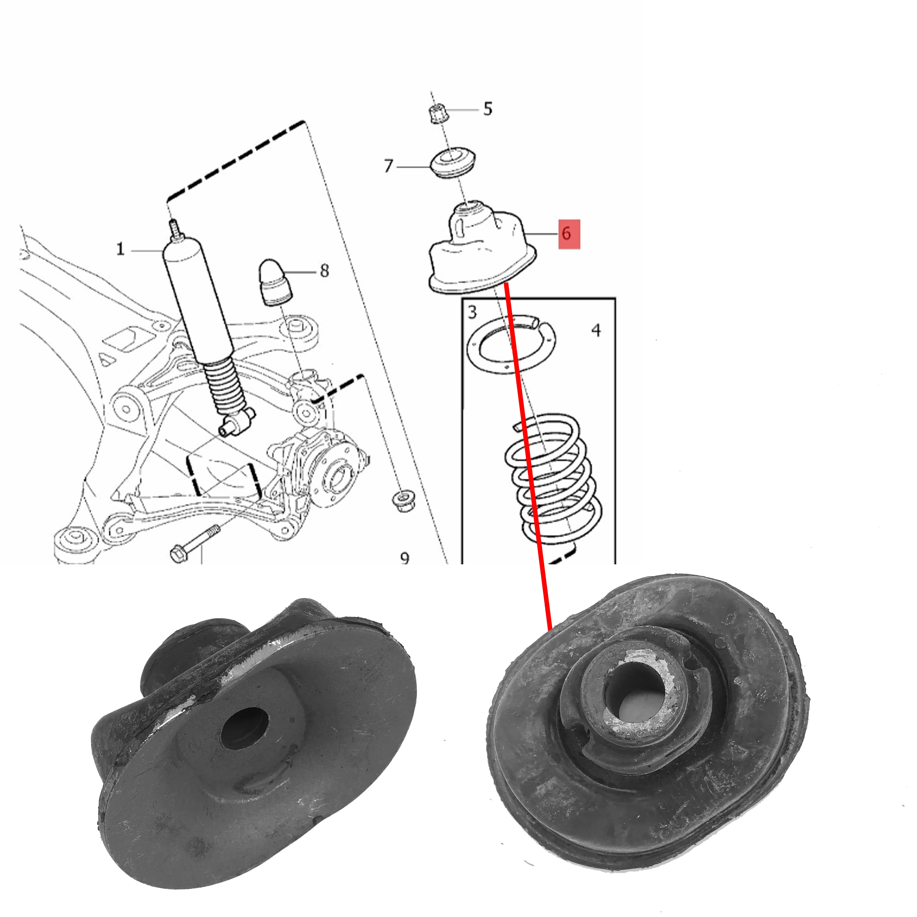 1X For Volvo XC90 2003- Coil SPring SPacer 31277888 Buffer glue   rubber bushing