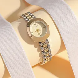 Orologio al quarzo di moda con cintura in acciaio con scala a punta di diamante di lusso da donna