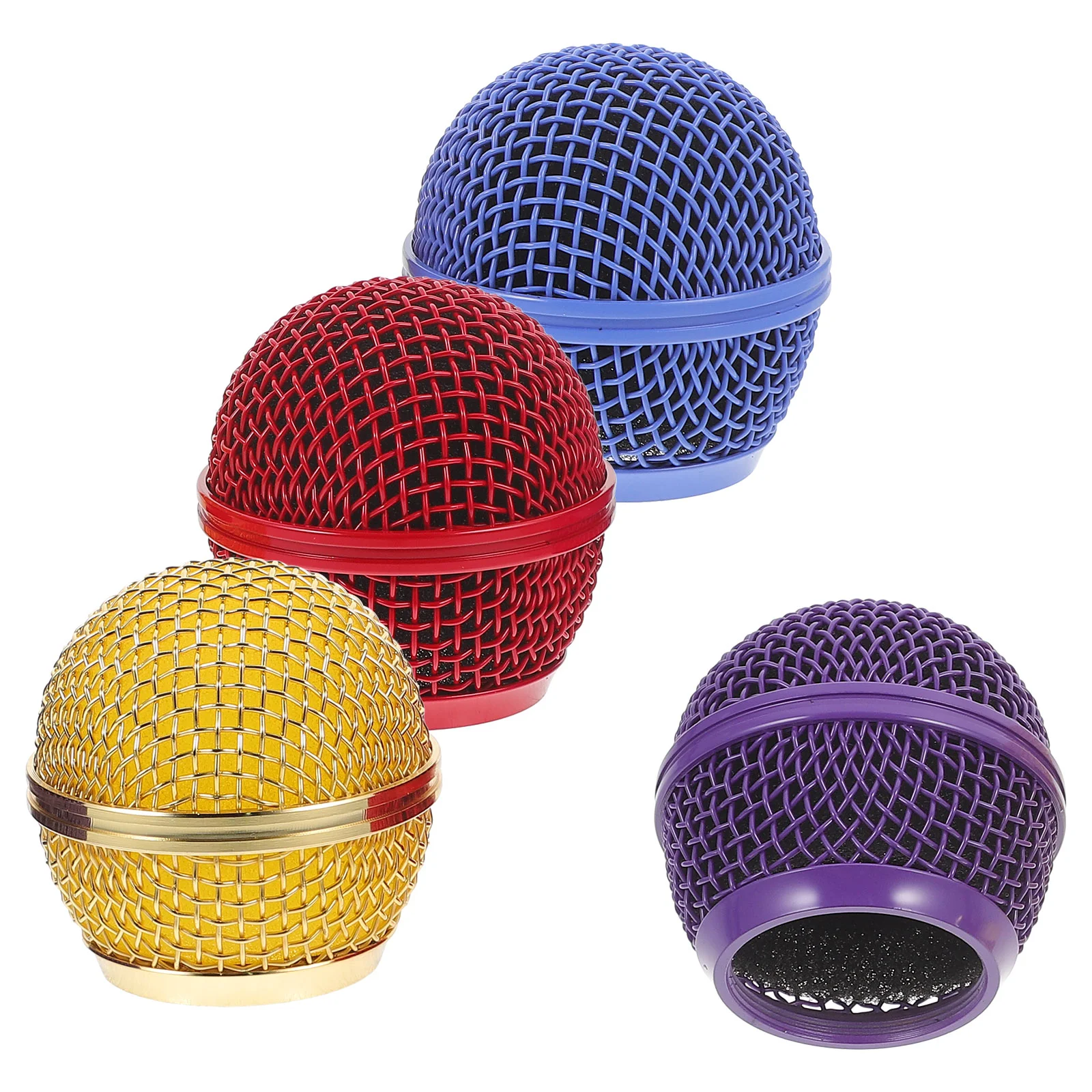 4 Pcs Colored Microphone Grille Wireless Supplies Replacement Metal for Accessories Cover Head Headphone