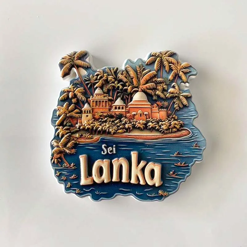 

Sri Lanka Asia Fridge Magnet with Tropical Palm Trees, Ancient Temples Home Decor Refrigerator Accessory Cute Room Decoration