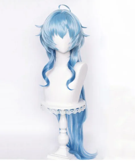Long Blue Wig for Ganyu Cosplay Costume Anime Fluffy Hair Wigs for Halloween Synthetic Blue Wigs Csoplay Party