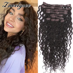 Water Wave Clip in Hair Extensions 200G 240G Dark Brown Real Human Hair Brazilian 100% Remy Hair for Women Clip Ins Double Weft