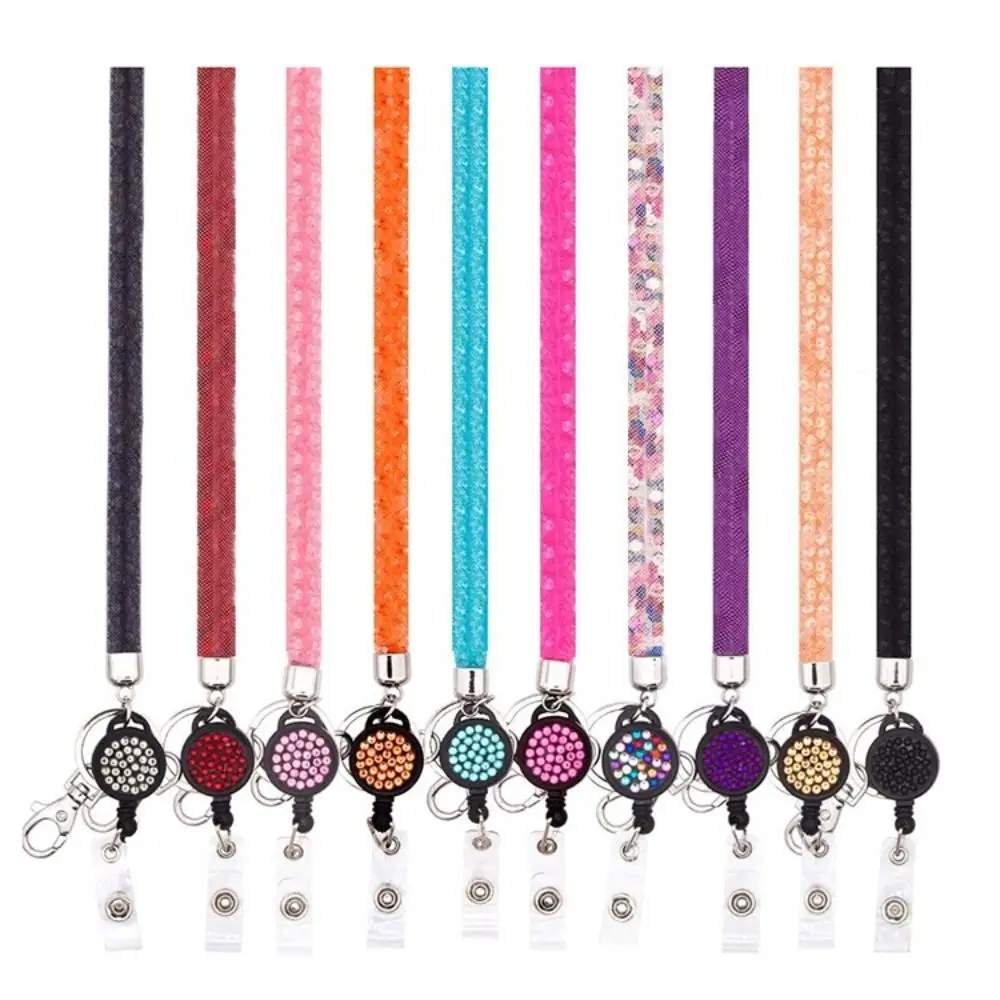 Plain Women Multi Color Id Holde Id Card Retractable Lanyard Keyring Phone Strap Lanyard