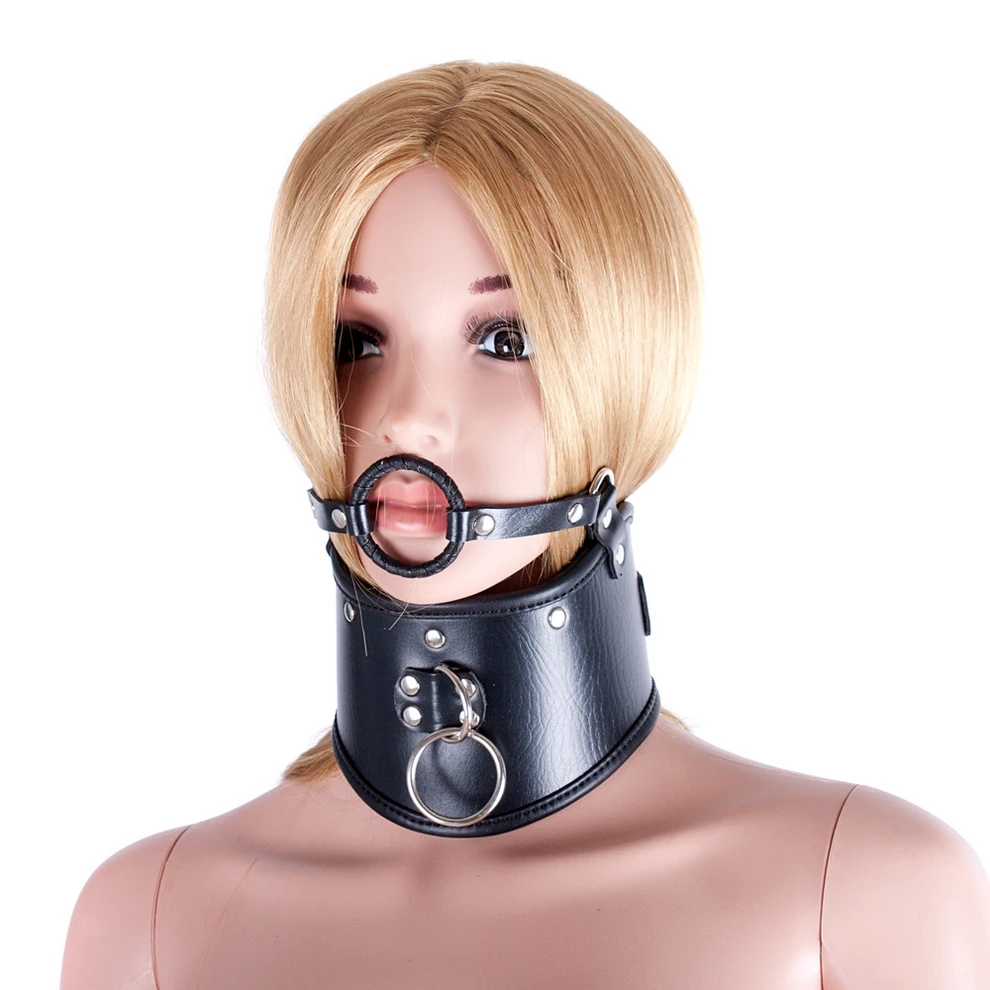 Slave Neck Collar PU Leather Soft Gag Ball BDSM Oral Bondage Gear Fetish Open Mouth Breathable Sex Toys Exotic Accessories